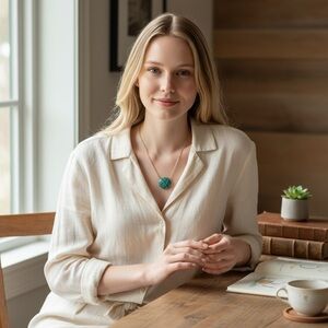 JANNA CONNOR Gold Plated Delicate Turquoise Pendant Handcrafted Wire R $200